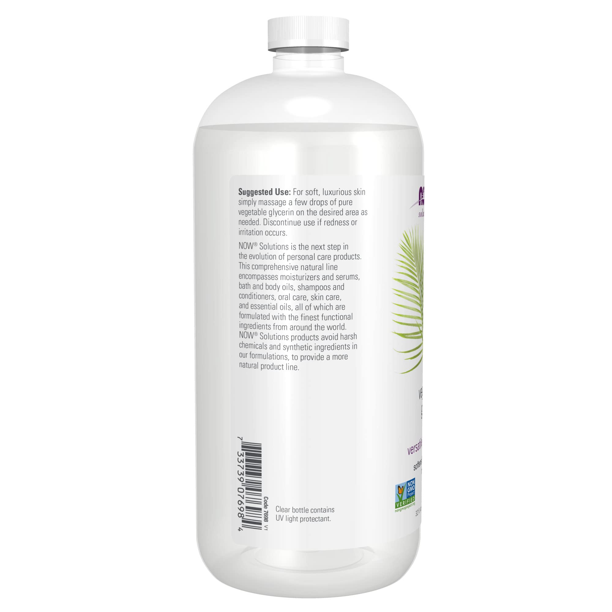 NOW Foods Solutions, Vegetable Glycerin, 100% Pure, Versatile Skin Care, Softening and Moisturizing, 32-Ounce
